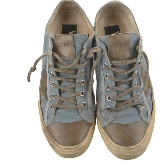 Golden Goose Blue & Grey Canvas Sneakers Size 8 IT 38 - Picture 1 of 5